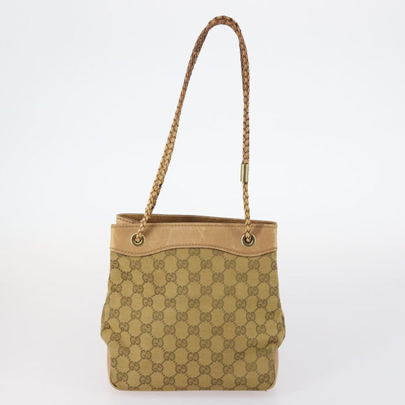 GUCCI GG Canvas Supreme Web Sherry Line Bag Leather PVC 6Set Beige Auth bs29365