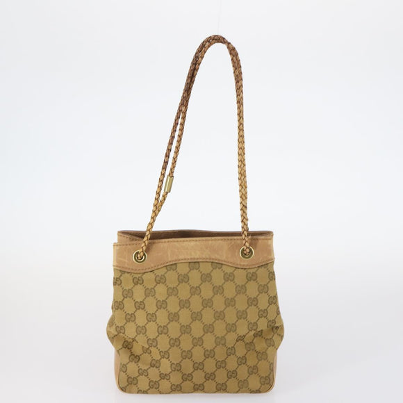 GUCCI GG Canvas Supreme Web Sherry Line Bag Leather PVC 6Set Beige Auth bs29365