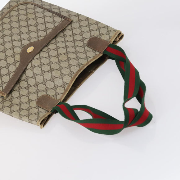 GUCCI GG Canvas Supreme Web Sherry Line Bag Leather PVC 6Set Beige Auth bs29365