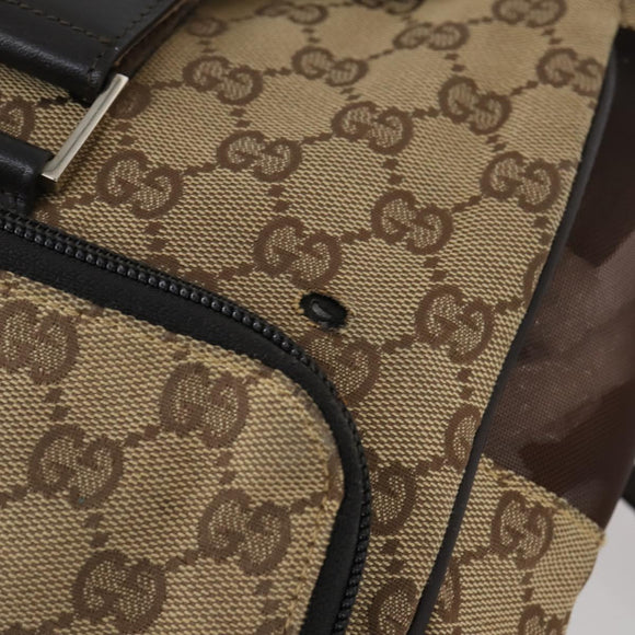 GUCCI GG Canvas Supreme Web Sherry Line Bag Leather PVC 6Set Beige Auth bs29365