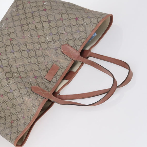 GUCCI GG Canvas Supreme Web Sherry Line Bag Leather PVC 6Set Beige Auth bs29365