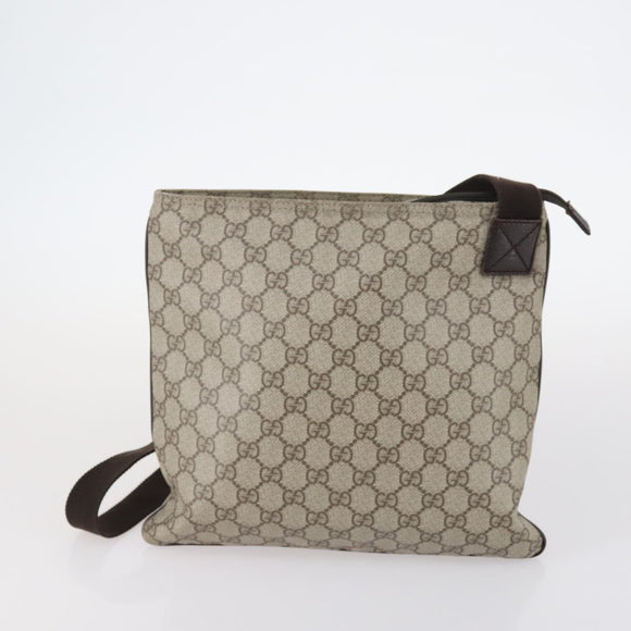 GUCCI GG Canvas Supreme Web Sherry Line Bag Leather PVC 6Set Beige Auth bs29365