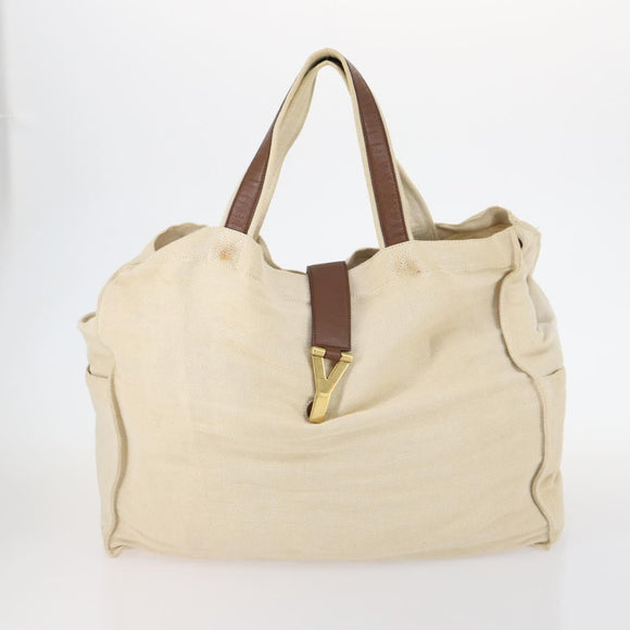 SAINT LAURENT Bag Leather Canvas PVC 8Set Gray Beige White Auth bs29366