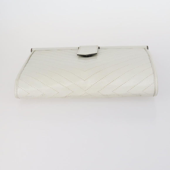 SAINT LAURENT Bag Leather Canvas PVC 8 Set Gray Beige White Auth bs29366