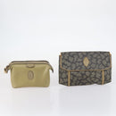 SAINT LAURENT Bag Leather Canvas PVC 8 Set Gray Beige White Auth bs29366-22