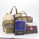SAINT LAURENT Bag Leather Canvas PVC 8 Set Gray Beige White Auth bs29366-38