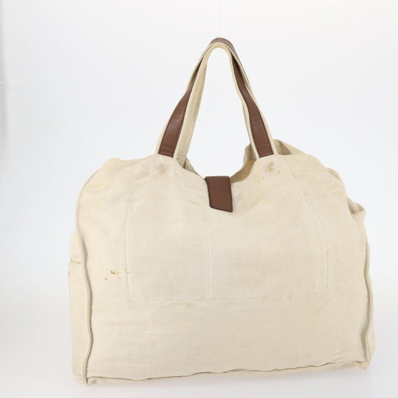 SAINT LAURENT Bag Leather Canvas PVC 8 Set Gray Beige White Auth bs29366
