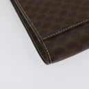 CELINE Macadam Canvas Circle Logo Clutch Bag PVC Leather Brown Gold Auth bs29367-10