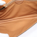 CELINE Macadam Canvas Circle Logo Clutch Bag PVC Leather Brown Gold Auth bs29367-15