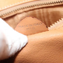 CELINE Macadam Canvas Circle Logo Clutch Bag PVC Leather Brown Gold Auth bs29367-19