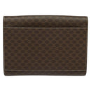 CELINE Macadam Canvas Circle Logo Clutch Bag PVC Leather Brown Gold Auth bs29367-3