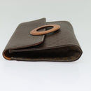 CELINE Macadam Canvas Circle Logo Clutch Bag PVC Leather Brown Gold Auth bs29367-4