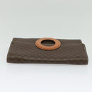 CELINE Macadam Canvas Circle Logo Clutch Bag PVC Leather Brown Gold Auth bs29367-6