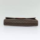 CELINE Macadam Canvas Circle Logo Clutch Bag PVC Leather Brown Gold Auth bs29367-7