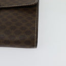 CELINE Macadam Canvas Circle Logo Clutch Bag PVC Leather Brown Gold Auth bs29367-9