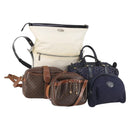 CELINE Macadam C Macadam Bag Canvas PVC Leather 5Set Brown Navy Auth bs29369-1