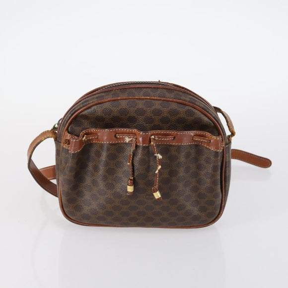 CELINE Macadam C Macadam Bag Canvas PVC Leather 5Set Brown Navy Auth bs29369