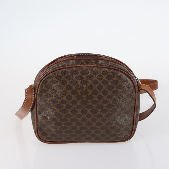 CELINE Macadam C Macadam Bag Canvas PVC Leather 5Set Brown Navy Auth bs29369