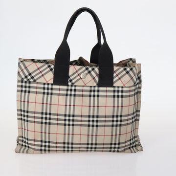 BURBERRY Nova Check Blue Label Bag Nylon PVC 4Set Beige Brown black Auth bs29370 - 0