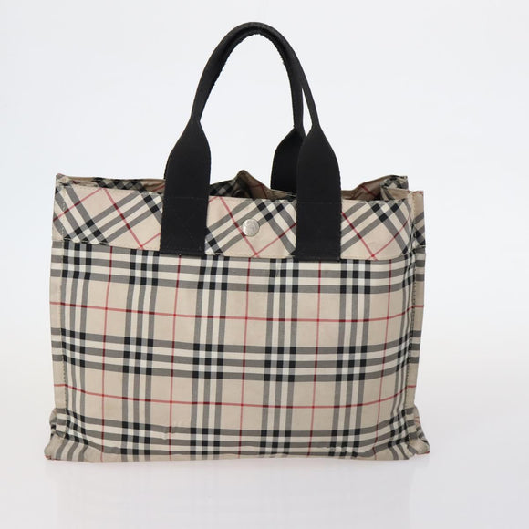 BURBERRY Nova Check Blue Label Bag Nylon PVC 4Set Beige Brown black Auth bs29370