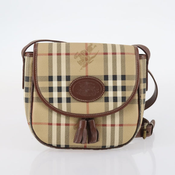 BURBERRY Nova Check Blue Label Bag Nylon PVC 4Set Beige Brown black Auth bs29370