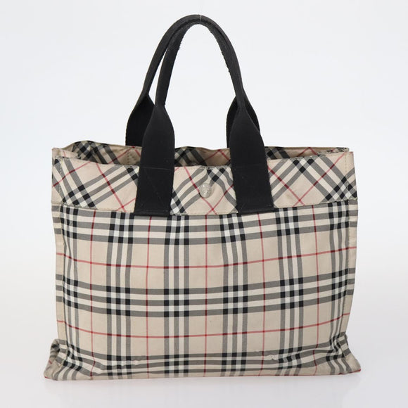 BURBERRY Nova Check Blue Label Bag Nylon PVC 4Set Beige Brown black Auth bs29370