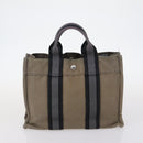 HERMES Her Line Fourre Tout Bag Canvas 4Set Red Brown gray Auth bs29371-15