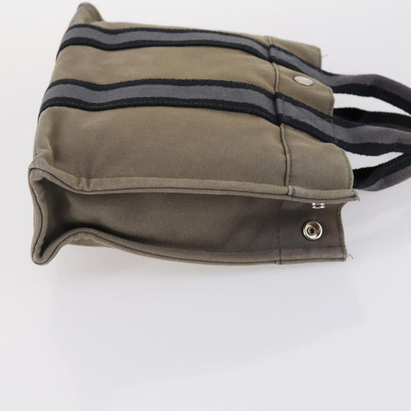 HERMES Her Line Fourre Tout Bag Canvas 4Set Red Brown gray Auth bs29371