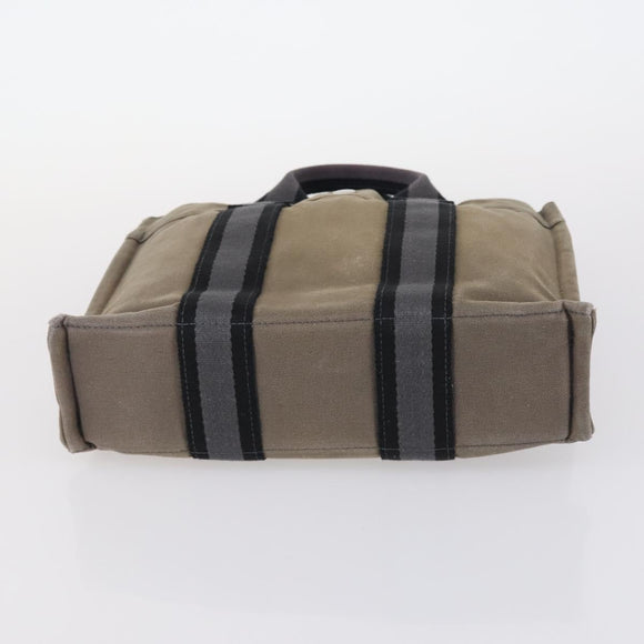 HERMES Her Line Fourre Tout Bag Canvas 4Set Red Brown gray Auth bs29371