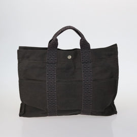 HERMES Her Line Fourre Tout Bag Canvas 4Set Red Brown gray Auth bs29371 - 0