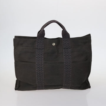 HERMES Her Line Fourre Tout Bag Canvas 4Set Red Brown gray Auth bs29371 - 0