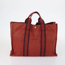 HERMES Her Line Fourre Tout Bag Canvas 4Set Red Brown gray Auth bs29371-20
