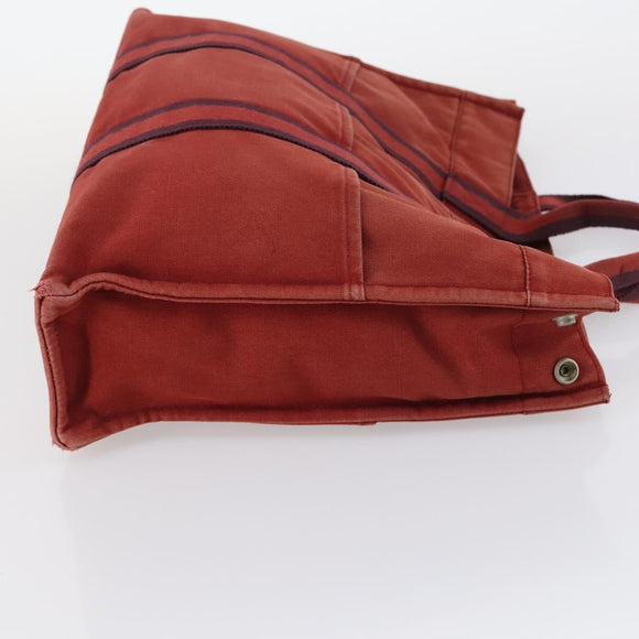 HERMES Her Line Fourre Tout Bag Canvas 4Set Red Brown gray Auth bs29371