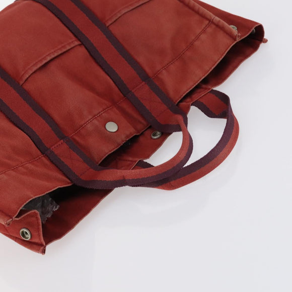 HERMES Her Line Fourre Tout Bag Canvas 4Set Red Brown gray Auth bs29371