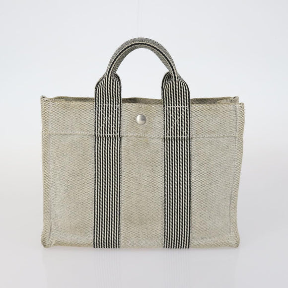 HERMES Her Line Fourre Tout Bag Canvas 4Set Red Brown gray Auth bs29371