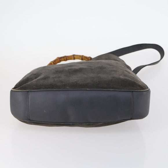 GUCCI Bamboo Web Sherry Line Bag Leather Canvas 6Set Beige Black Auth bs29373