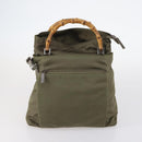 GUCCI Bamboo Web Sherry Line Bag Leather Canvas 6 Set Beige Black Auth bs29373-13