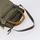 GUCCI Bamboo Web Sherry Line Bag Leather Canvas 6Set Beige Black Auth bs29373-15