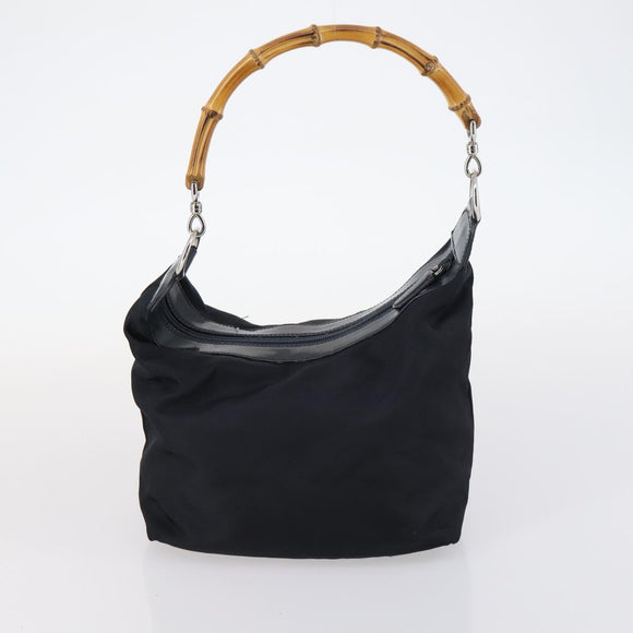 GUCCI Bamboo Web Sherry Line Bag Leather Canvas 6Set Beige Black Auth bs29373