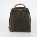 GUCCI Bamboo Web Sherry Line Bag Leather Canvas 6 Set Beige Black Auth bs29373-23