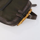 GUCCI Bamboo Web Sherry Line Bag Leather Canvas 6 Set Beige Black Auth bs29373-25