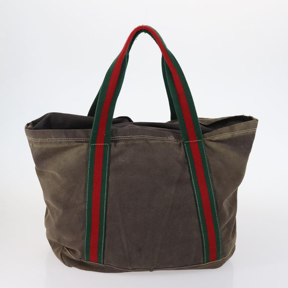 GUCCI Bamboo Web Sherry Line Bag Leather Canvas 6 Set Beige Black Auth bs29373
