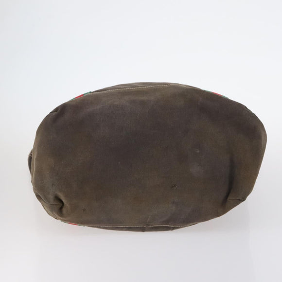 GUCCI Bamboo Web Sherry Line Bag Leather Canvas 6Set Beige Black Auth bs29373