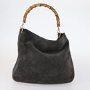 GUCCI Bamboo Web Sherry Line Bag Leather Canvas 6 Set Beige Black Auth bs29373-7
