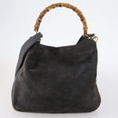 GUCCI Bamboo Web Sherry Line Bag Leather Canvas 6Set Beige Black Auth bs29373-8