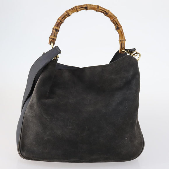 GUCCI Bamboo Web Sherry Line Bag Leather Canvas 6 Set Beige Black Auth bs29373