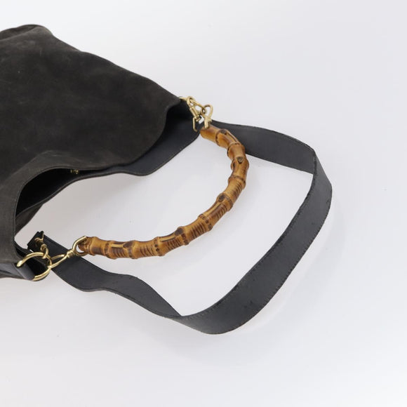 GUCCI Bamboo Web Sherry Line Bag Leather Canvas 6Set Beige Black Auth bs29373