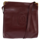 CARTIER Must Line Shoulder Bag Leather Bordeaux Gold Auth bs29374-1