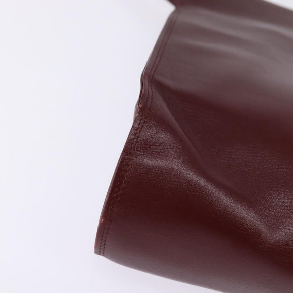 CARTIER Must Line Shoulder Bag Leather Bordeaux Gold Auth bs29374