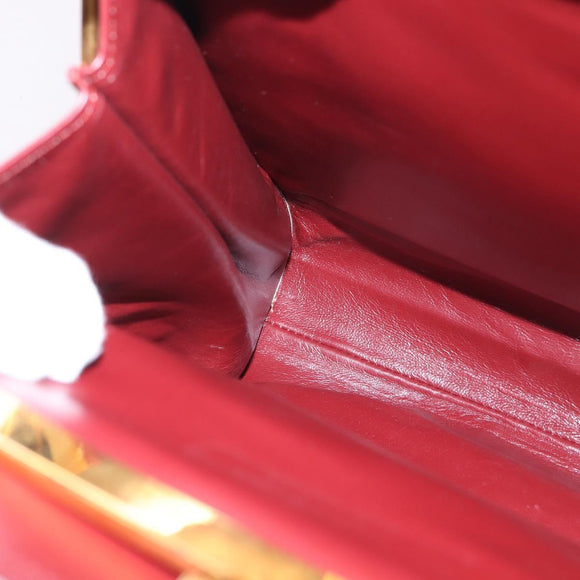 CARTIER Must Line Shoulder Bag Leather Bordeaux Gold Auth bs29374